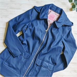 Kate Spade blue / pink scallop pocket raincoat